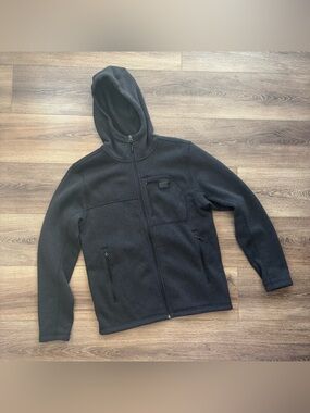 The North Face Men's Black Hooded Fleece Zip-Up Jacket Medium
